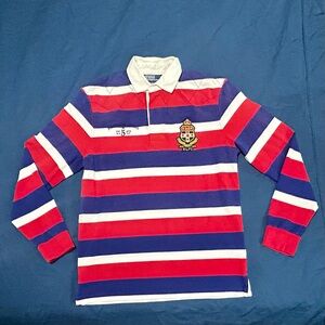 NEW Polo Ralph Lauren Rugby Polo Shirt Long Sleeve w/ Embroidered Patch Medium